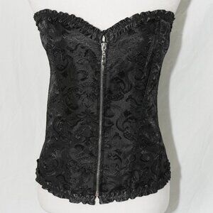 LNC Goth Bustier Sexy Black Party Clothes Womens 3XL Silver Hardware Textured